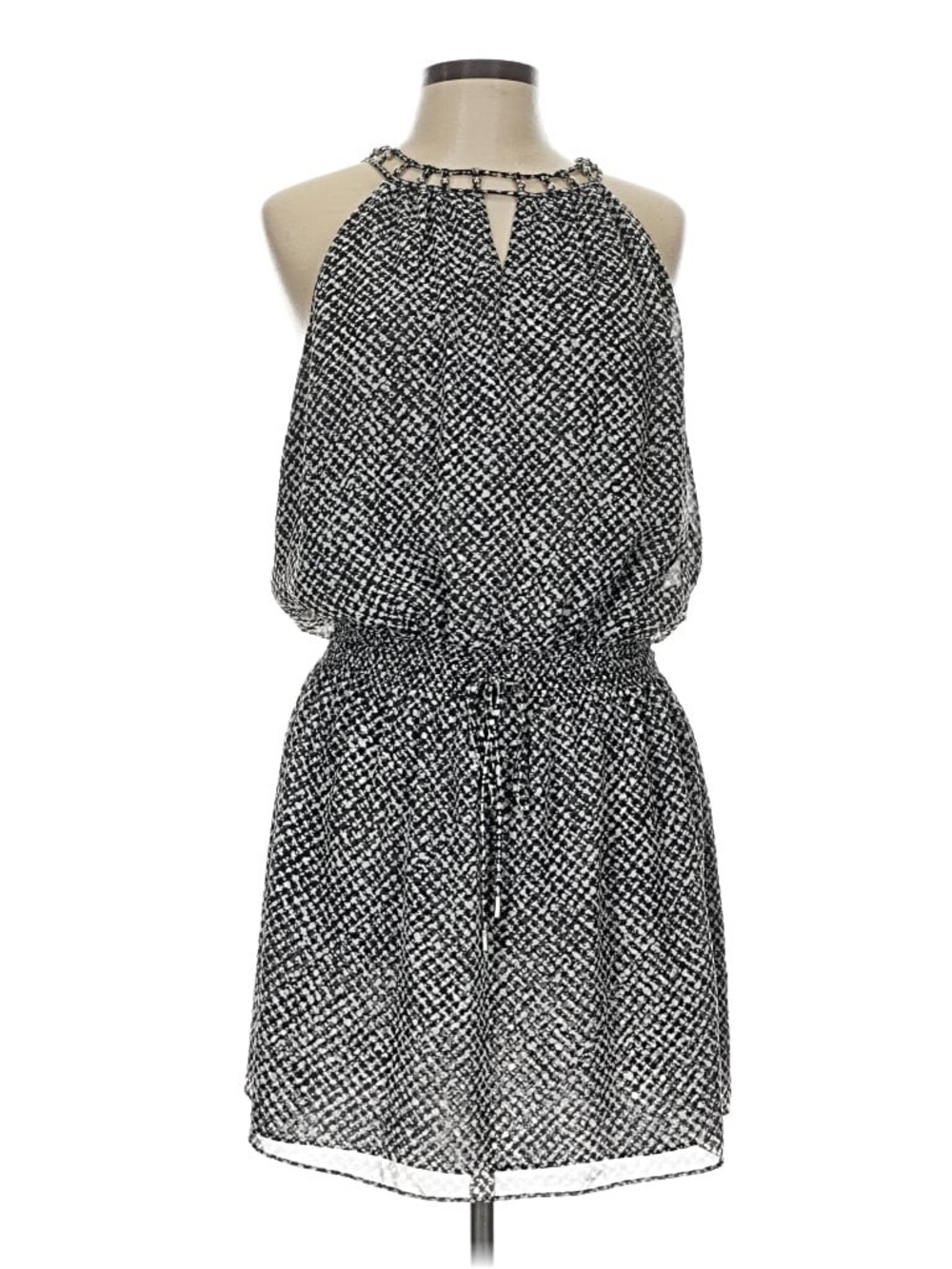 White House Black Market Black and White Halter-Style Mini Dress